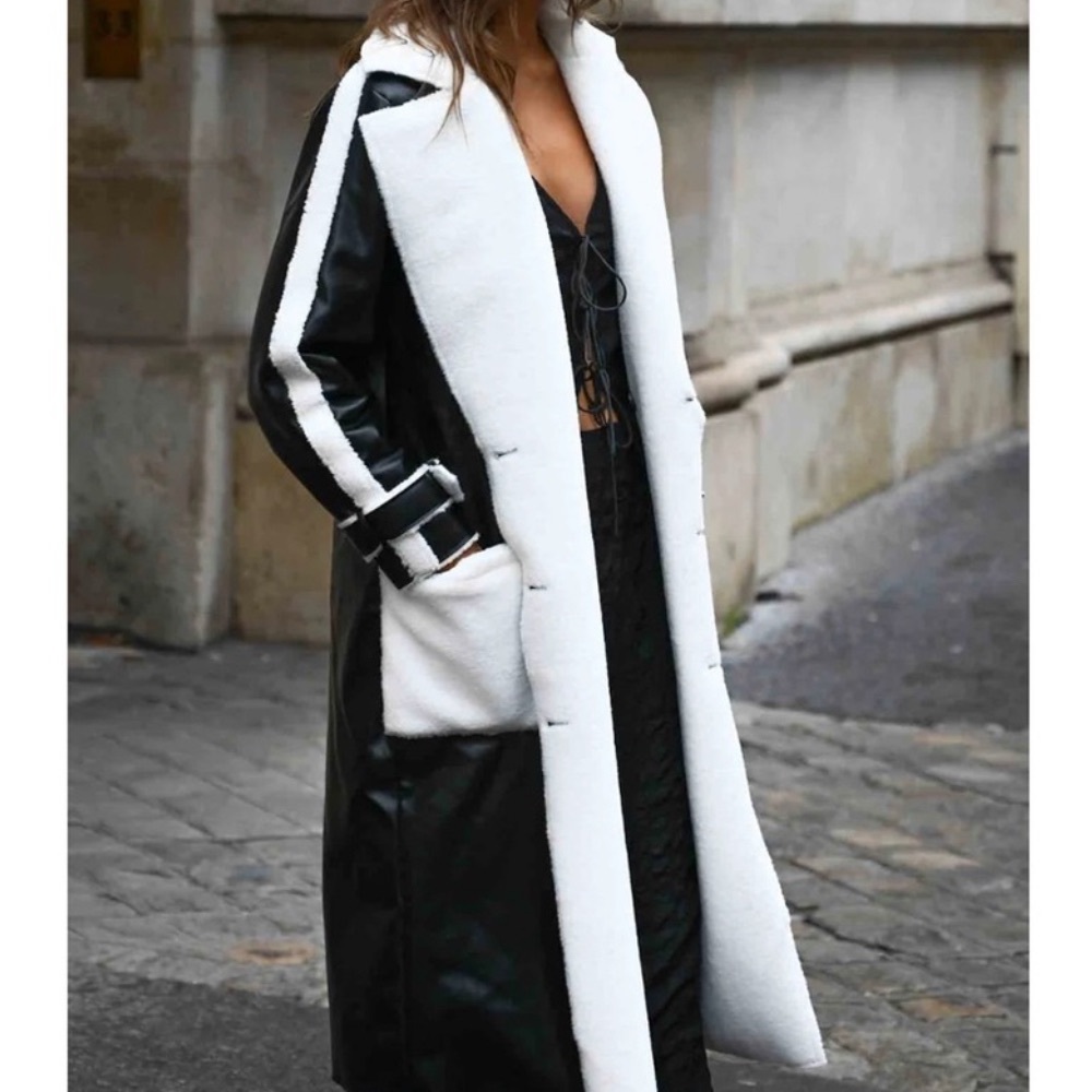Elegant Black and White Trench Coat